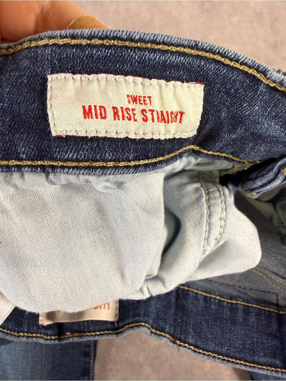 Lucky Brand Sweet Mid Rise Straight Jeans Women’s 4/27A Blue Raw Hem Ankle - Picture 4 of 9
